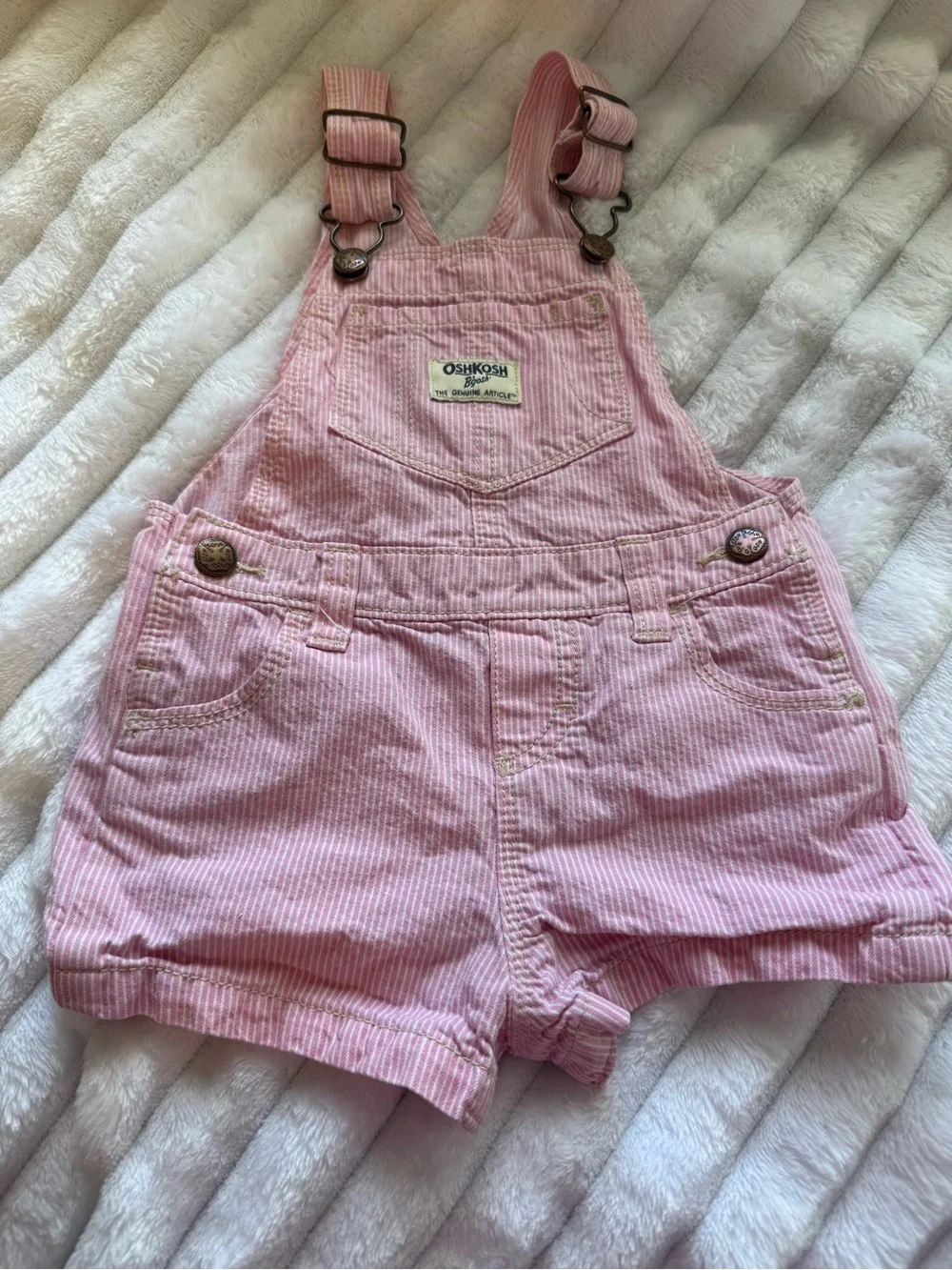 OshKosh B'gosh Pink Striped Corduroy Shortall Overalls